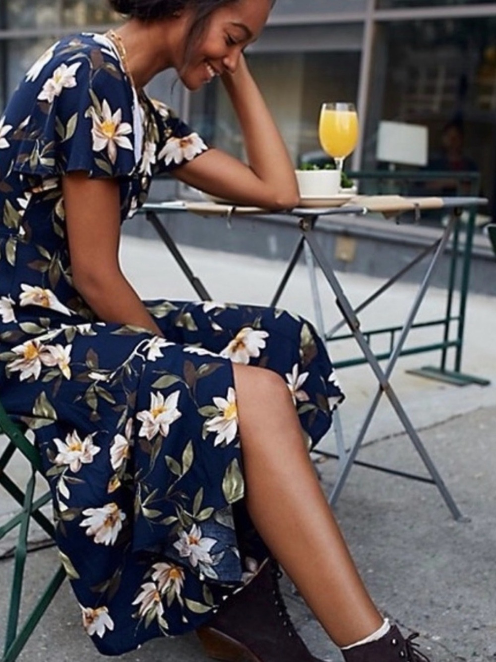 Free People Lennon Midi Wrap Dress Navy Floral S/P